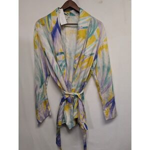Forte Forte open wrap duster‎ kimono top I 8 VGC floral print silk blouse belt